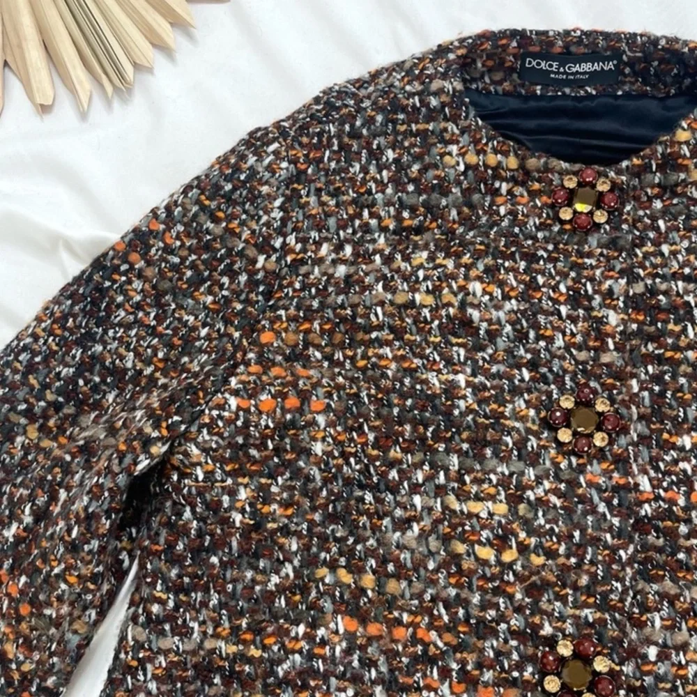 Dolce & Gabbana Multicolor Tweed Teddy Jacket - Picture 3 of 6